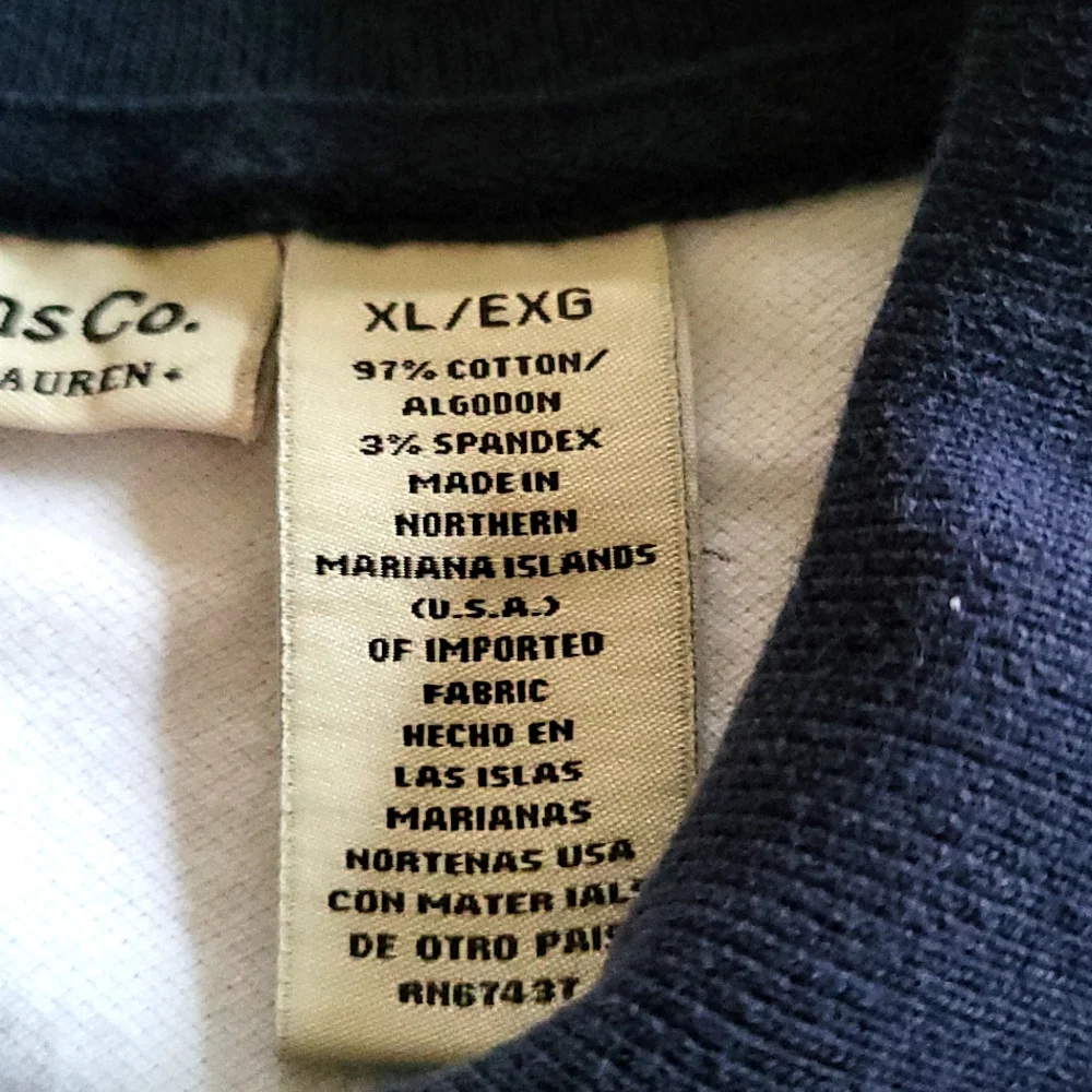 Ralph Lauren Polo Jeans Shirt,White/Navy. Girls XL/Womens Small.